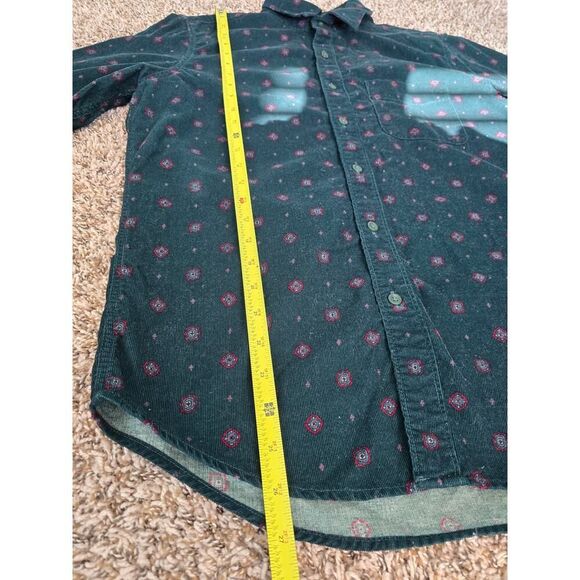 American Eagle Green Corduroy Shirt Microprint Floral Vibe Size S Soft Grunge - Picture 9 of 10